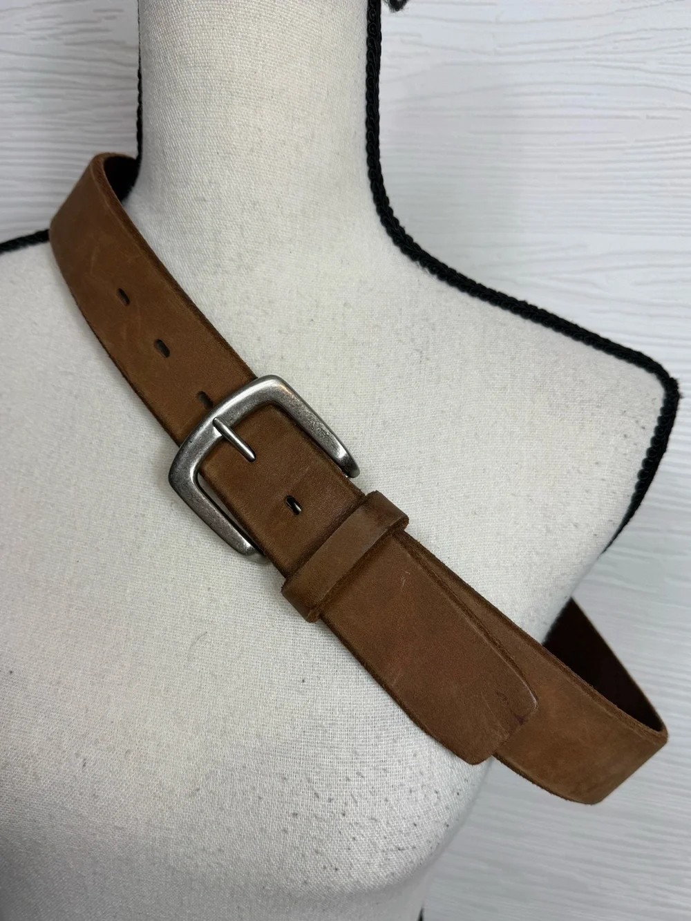 Men's Brown Leather Crossbody Belt Size 32